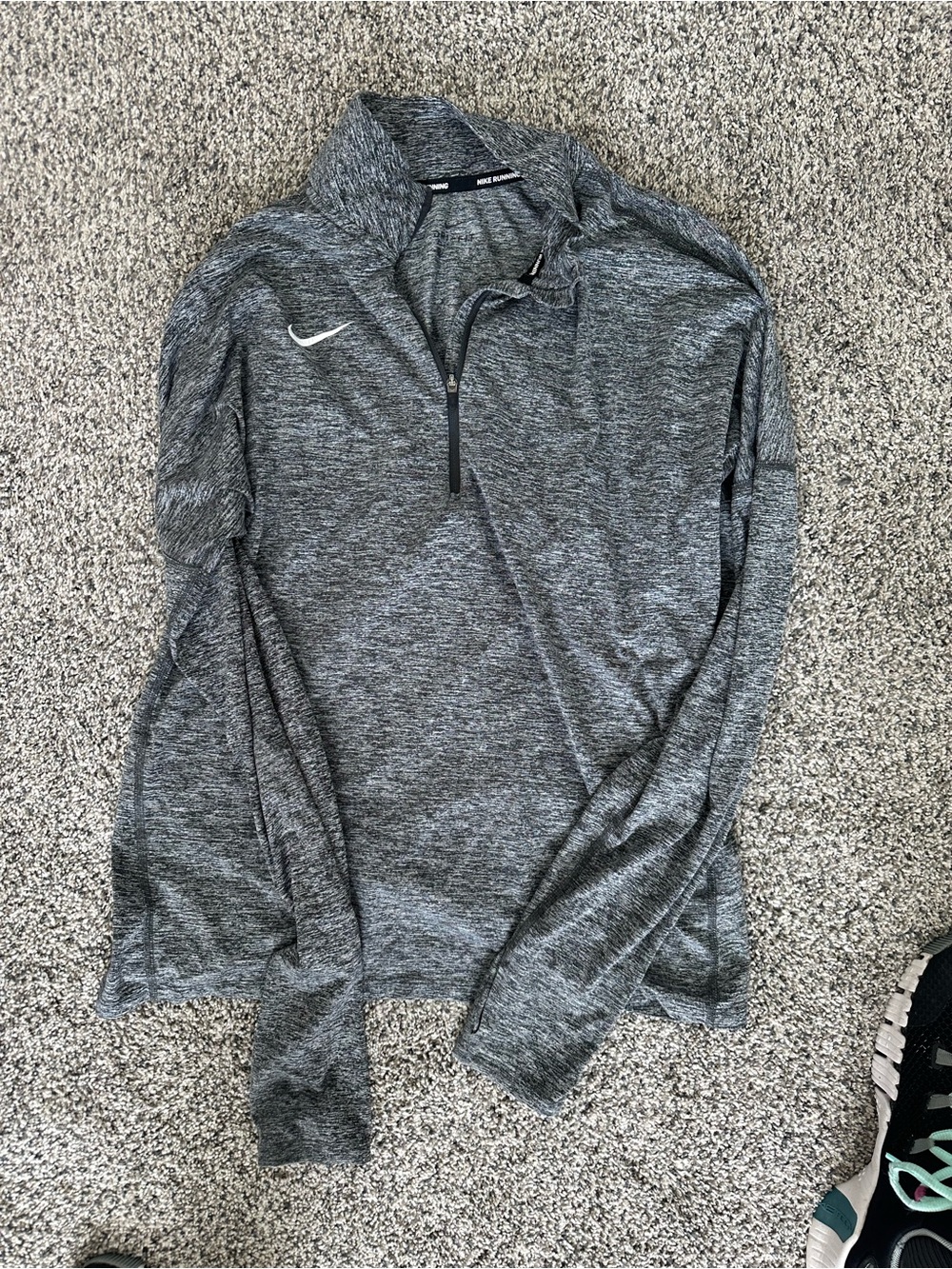 Nike Grey Heather Quarter-Zip Performance Top